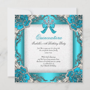 Invitación Princesa Quinceañera Aqua Verde Aguamarina Cumplea
