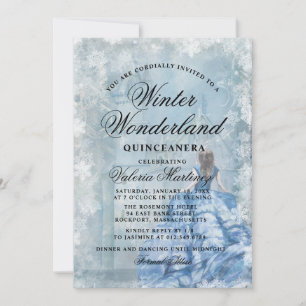 Invitación Princesa Quinceanera Blue Winter Wonderland