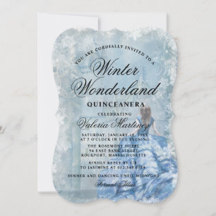 Invitación Princesa Quinceanera Blue Winter Wonderland