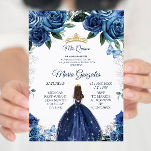 Invitación Princesa Quinceanera Chica de Oro y Marina