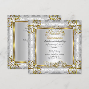 Invitación Princesa Quinceañera Cumpleaños 15 Aniversario Oro