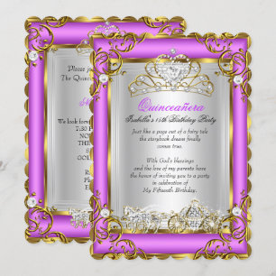 Invitación Princesa Quinceañera Cumpleaños 15 Años Púrpura Ro