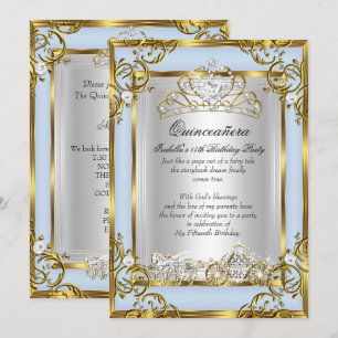 Invitación Princesa Quinceañera Cumpleaños 15 Azul