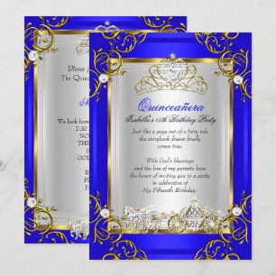 Invitación Princesa Quinceañera Cumpleaños 15 Azul Real