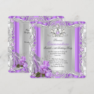 Invitación Princesa Quinceañera Cumpleaños 15 Rosa Púrpura