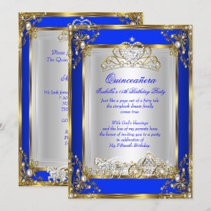 Invitación Princesa Quinceañera Cumpleaños 15 Royal Azul