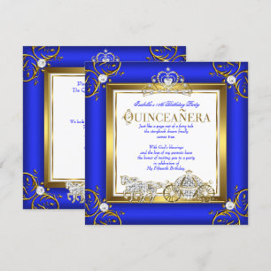Invitación Princesa Quinceañera Cumpleaños 15 Royal Azul Dora