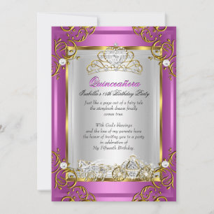 Invitación Princesa Quinceañera Cumpleaños 15 Royal Rosa