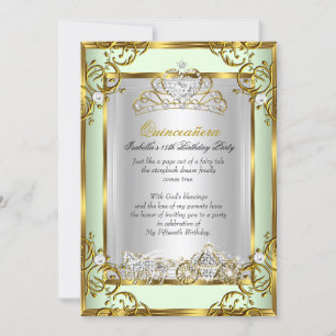 Invitación Princesa Quinceañera Cumpleaños 15 Verde Menta