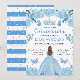 Invitación Princesa Quinceañera de Cabello Rojo con Vestido A