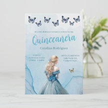 Princesa Quinceañera de la mariposa de oro azul