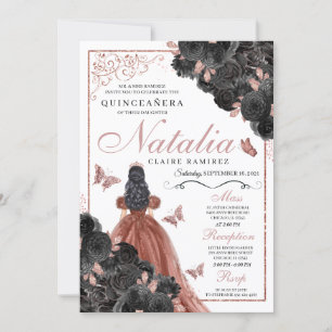 Invitación Princesa Quinceañera de la Rosa Negra