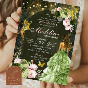 Invitación Princesa Quinceanera de los Hados Forestales Encan