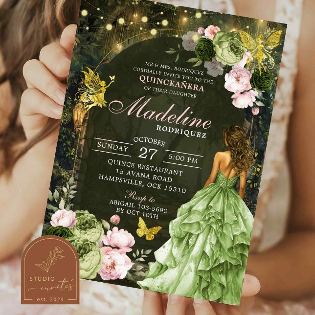 Invitación Princesa Quinceanera de los Hados Forestales Encan (Subido por el creador)