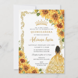 Invitación Princesa Quinceañera de oro marrón de oro vintage