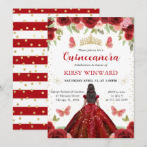 Princesa Quinceañera de Piel Morena con Vestido Ro