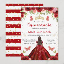 Princesa Quinceañera de Piel Morena con Vestido Ro