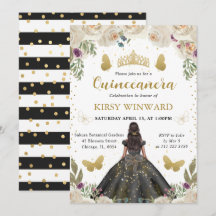 Princesa Quinceañera de Vestido Negro y Piel Oscur
