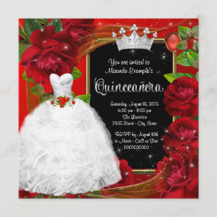 Invitación Princesa Quinceanera del rosa rojo