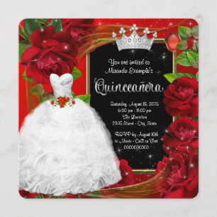 Invitación Princesa Quinceanera del rosa rojo