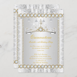 Invitación Princesa Quinceanera Diamond Lace Gold Silver