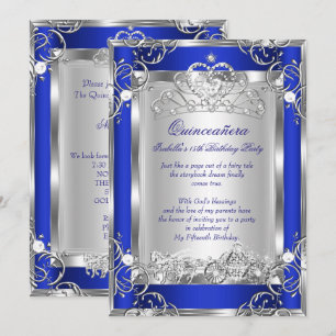 Invitación Princesa Quinceañera Fiesta de 15 Años Azul Profun