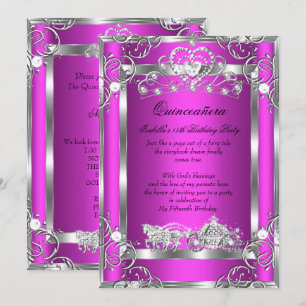 Invitación Princesa Quinceañera Fiesta de 15 Años Rosa Platea