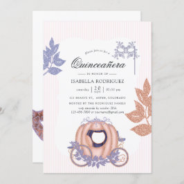 Invitación Princesa Quinceañera Purpurina Rosa de Oro y Lilac