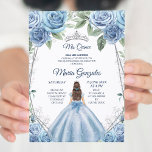 Invitación Princesa Quinceanera, una Chica mexicana de color<br><div class="desc">Duste Blue Chica Mexicana Princesa Quinceanera Invitación Mis Quince Anos,  15º cumpleaños, </div>