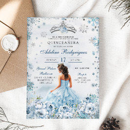 Invitación Princesa Real Azul Chica mexicana 16 cumpleaños