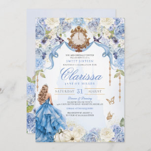 Invitación Princesa Real Azul dulce 16 (V2) Elegante