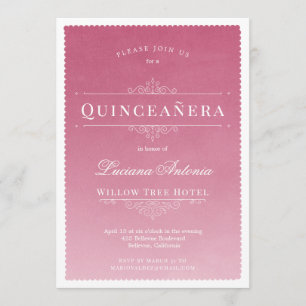 Invitación Princesa Real Elegante Quinceañera Rosa