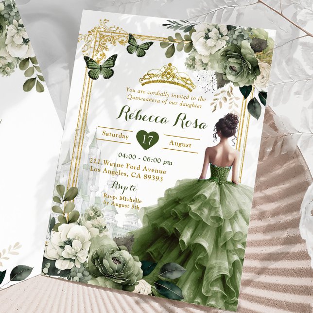 Invitación Princesa Real Sage Green Princess 15 Años (Subido por el creador)