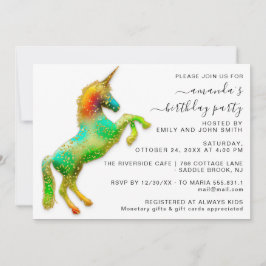 Invitación Princesa Real Unicornio Mágico de Cumpleaños con B