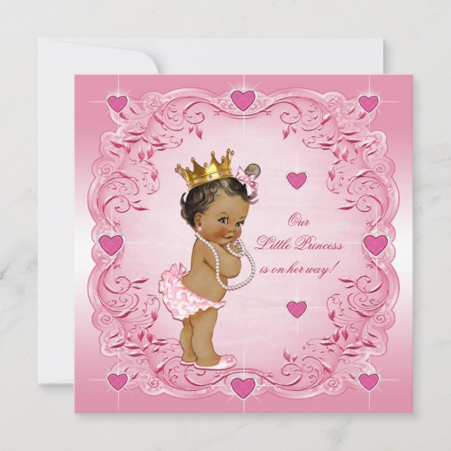 Invitación Princesa Romántica Étnica Amor Corazones Baby Show (Anverso)