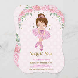 Invitación Princesa Rosa Ballerina Cumpleaños Invitar Fiesta