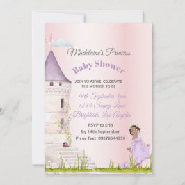 Invitación Princesa Rosa Bebé Chica Ducha