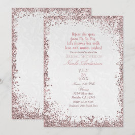 Invitación Princesa Rosa Brillo Blanco Damasco Lluvia de Rega