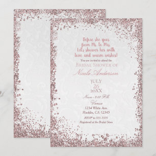 Invitación Princesa Rosa Brillo Blanco Damask Despedida de So