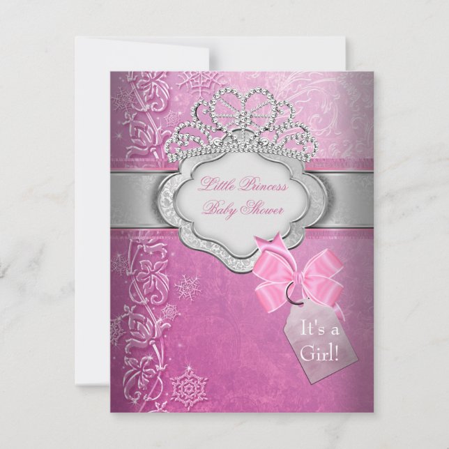 Invitación Princesa Rosa Chica de Baby Shower (Anverso)