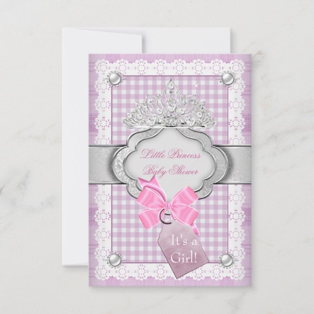 Invitación Princesa Rosa Chica de Baby Shower (Anverso)