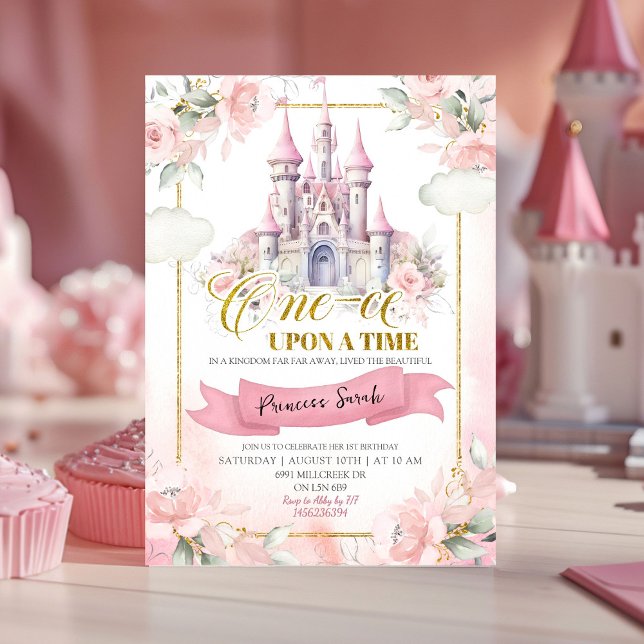 Invitación Princesa Rosa De Vez En Cuando Primer Cumpleaños (Subido por el creador)