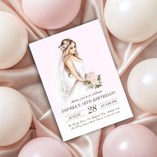 Invitación Princesa Rosa Elegante 18º cumpleaños