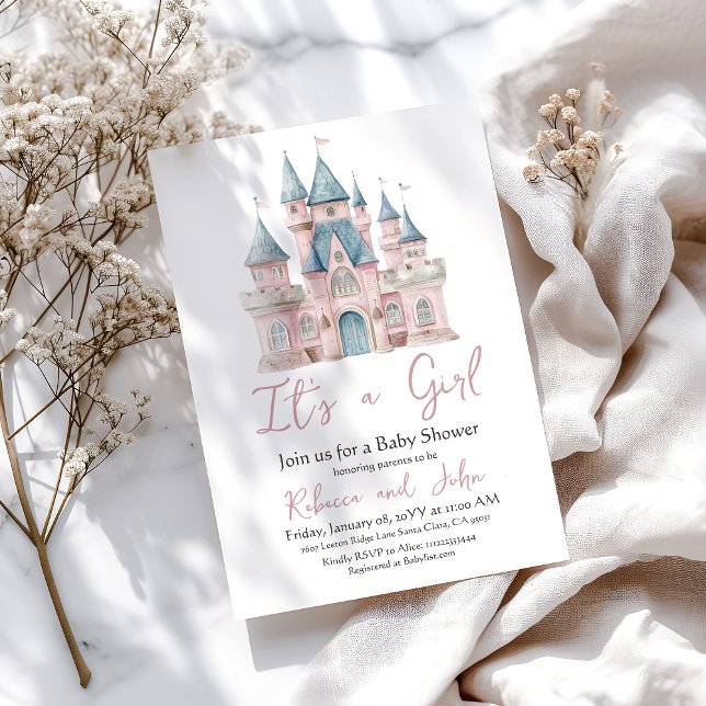 Invitación Princesa Rosa encantada Es un Baby Shower Chica (Subido por el creador)