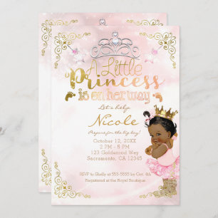 Invitación Princesa Rosa Esparce Baby Shower de piel oscura é