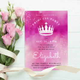 Invitación Princesa rosa fina moderna Crown Royal Watercolor