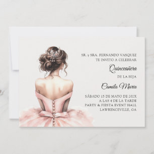 Invitación Princesa Rosa Quinceañera España 15º cumpleaños