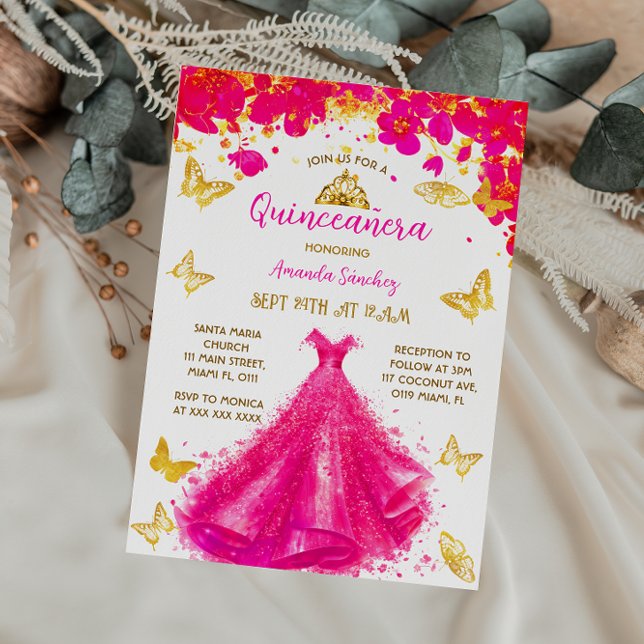 Invitación Princesa Rosa Quinceañera Floral (Subido por el creador)