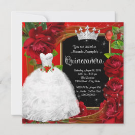 Invitación Princesa Rosa Roja Quinceanera