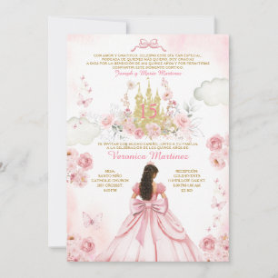 Invitación Princesa rosa Rubor 15 años